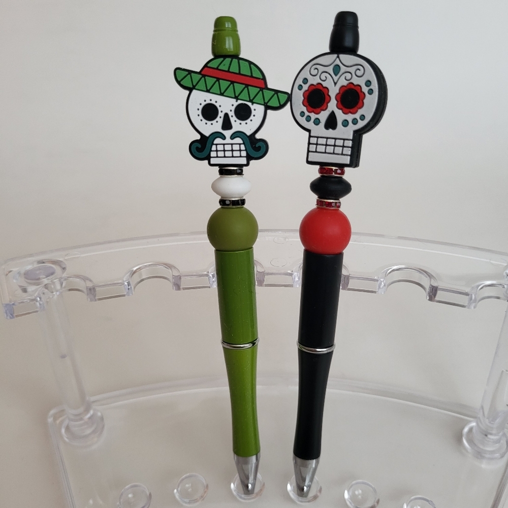 Beaded Pen Day of the Dead Remembrance Skull Sugar Skull Dia De Los Muertos